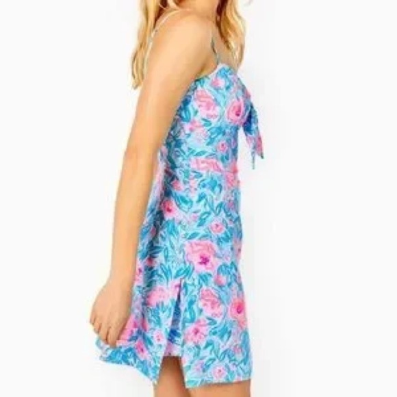 Lilly Pulitzer Bente Romper in Bondi Blue My Little Peony - Picture 3 of 7
